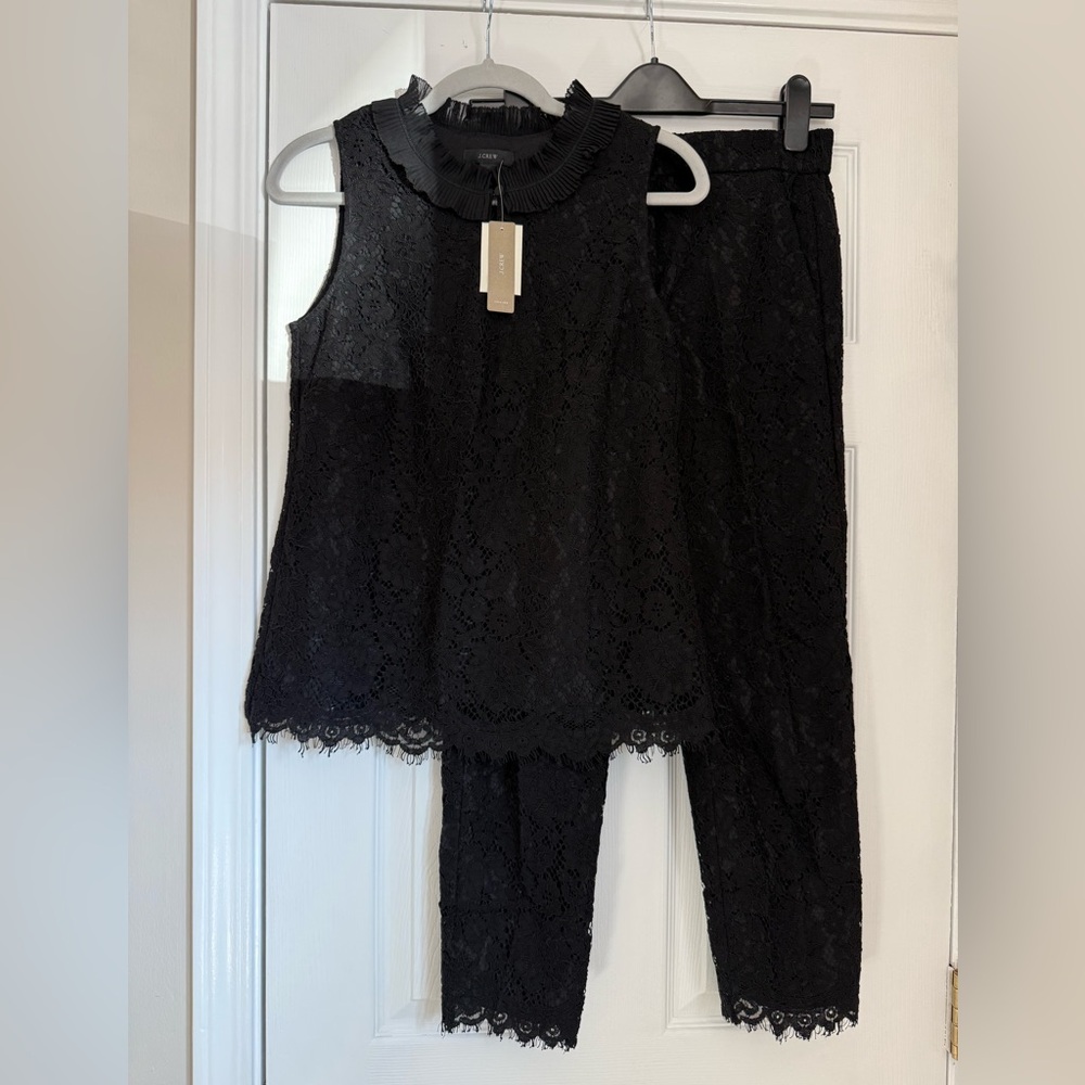 Elegant Black Lace Set by J.Crew in XS